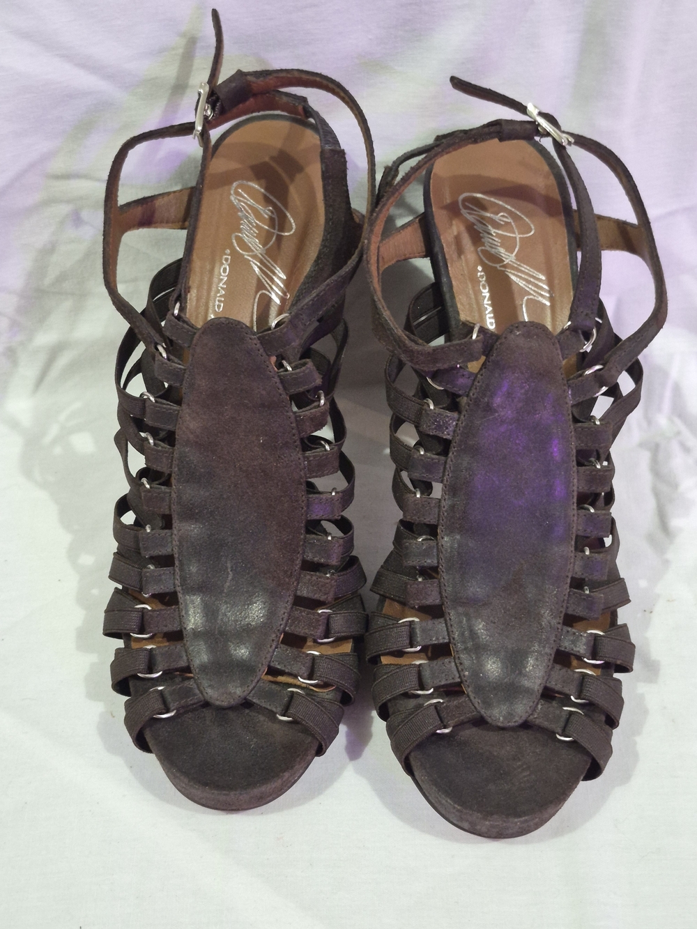 Donald J. Pliner Brown Strappy Suede Gladiator Heels